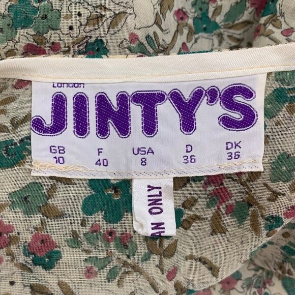 Jinty’s of London Vintage Cottage Core Small Floral Pattern Flutter Sleeve Dress - Picture 11 of 16